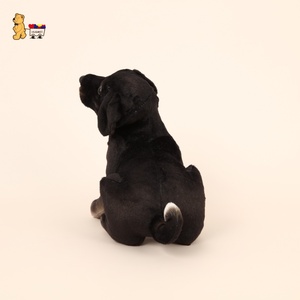 19cm simüle siyah Dachshund yavru oyuncak siyah Sherpa & kumaş yün naylon kauçuk plastik kürk silikon stres giderici hayvan peluş