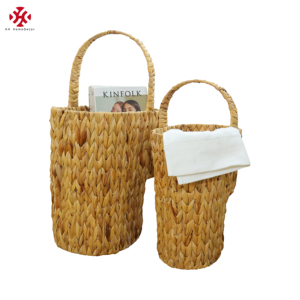 XH Set of 2 Natural Water Hyacinth <strong>Wicker</strong> Storage <strong>Stair</strong> <strong>Basket</strong> with Handle Large Magazine <strong>Basket</strong> <strong>for</strong> Home Organizing Laundry - Product Image 5