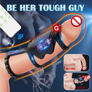 Anillo Vibrador de Silicona Recargable de Tres Anillos Warwolf <span class=keywords><strong>JJ</strong></span> Lock para Hombres, Anillo Bloqueador para Adultos, Resistente al Agua, 10 Frecuencias - Product Image 2