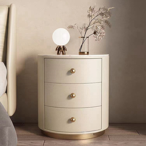 New Design Bedroom Multi-Functional 3 Drawers Furniture Round Bedside Table CTG-Y03 Silent <b>Rails</b> Non-corrosive and Non-rus - Product Image 2