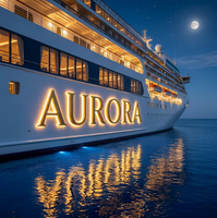 Enseigne lumineuse LED de luxe en acier inoxydable de qualité marine, lettres pour yacht, nom de bateau illuminé pour la décoration du pont de navire de croisière