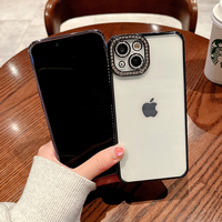 Coque de téléphone transparente en tpu scintillante galvanisée de luxe diamant pour iPhone 16 15 14 13 12 11 Plus Pro Max Cas
