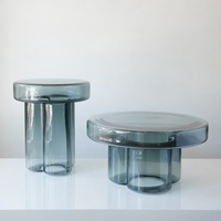Table basse en verre 22'' 15'' 55cm 38cm, table d'appoint, lot de 2 pièces, diamètre 550*300mm, diamètre 380*450mm, table à manger ronde 550mm 380mm