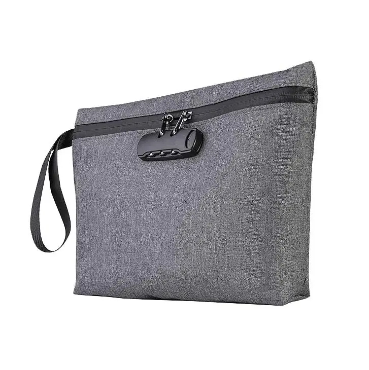 फ्री बॉय स्मेल प्रूफ बैग 11.8"x8.6" टिकाऊ गंध प्रूफ स्टैश बैग कॉम्बिनेशन लॉक स्मेल ओडर केस कंटेनर के साथ