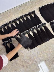 Cheveux humains vietnamiens de qualité supérieure, 100% Remy, naturels, lisses, double trame, cheveux en vrac pour la vente en gros et l'exportation - Product Image 2