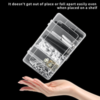 Boîte de rangement pliable en plastique PP transparente à 6 compartiments pour ongles/perles/bijoux/petites pièces, sans BPA