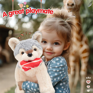 Peluche Lupo Grigio di Alta Qualità con Design Creativo, Morbido e Abbracciabile, con Carne nella Bocca, Regalo per Bambini - Product Image 3