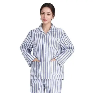 Camice Ospedaliero in Puro Cotone Due Pezzi con Maniche Lunghe e Pantaloni, Facile da Indossare e Togliere - Product Image 4