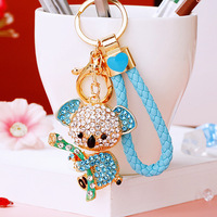 Collection de luxe exquise : Porte-clés Koala mignon entièrement incrusté de strass, Porte-clés paresseux en métal, Adorable pendentif animal