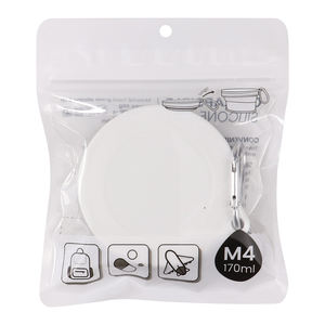 Durable Food Safe Mini Silicone Folding Cup <b>Pocket</b> Size 200ml Foldable Silicon Drinking <b>Coffee</b> Water Cups with Lid and Carabiner - Product Image 6