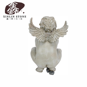 设计托斯卡诺生命的神秘小天使花园雕像，15英寸，古董石雕 - Product Image 2