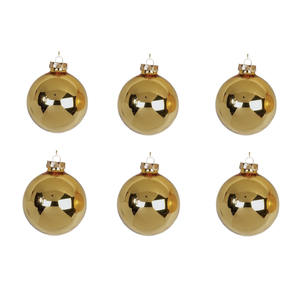 LOT DE 6 BOLLES EN VERRE DIAM. 10CM, COULEUR OR BRILLANT - Product Image 1