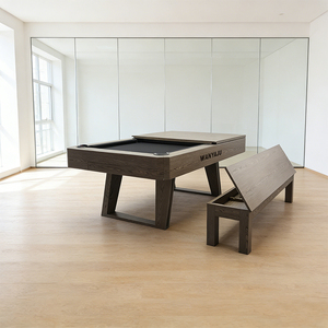 โต๊ะพูลหรูหราพร้อมอุปกรณ์เสริมสำหรับปิงปองและเทนนิส โครงไม้เนื้อแข็ง โต๊ะบิลเลียดพร้อมช่องใส่ลูกแบบหนัง สำหรับใช้ในบ้านหรือเชิงพาณิชย์ - Product Image 6