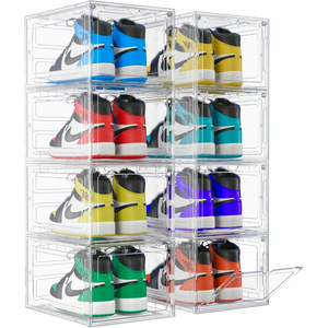 OEM High Quality PET Transparent Foldable Stackable Modern Multifunction <b>Shoe</b> <b>Storage</b> Box for Kitchen Bathroom Food <b>Storage</b> - Product Image 1