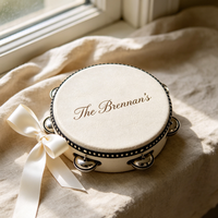 Wholesale Wooden Wedding Tambourine Tamburelli Matrimonio 4 Inch Hand Drums for Gift Regalo Invitados Boda Custom Logo