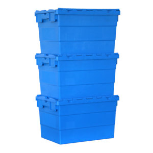 Promoción DE FÁBRICA DE China Contenedor de almacenamiento de plástico apilable de servicio pesado Caja de plástico móvil con tapa adjunta - Product Image 2