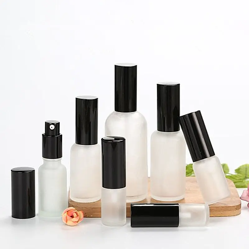 Ronde Parfum Fles 5Ml 10Ml 15Ml 20Ml 30Ml 50Ml 100Ml Glazen Fles Met spray Of Lotion Pomp Voor Parfum, serum, Lotion