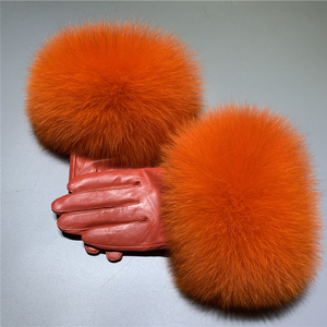 <span class=keywords><strong>Gants</strong></span> en <span class=keywords><strong>cuir</strong></span> véritable de renard pelucheux pour femmes, véritable vêtement en peau de mouton, meilleure vente - Product Image 5