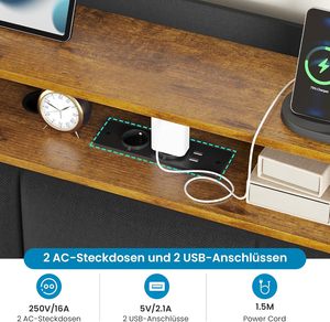 <span class=keywords><strong>Letto</strong></span> Moderno 160x200cm con Illuminazione LED, <span class=keywords><strong>Testiera</strong></span> Imbottita, Design con Stazione di Ricarica, Pannello in MDF, Arredamento Camera da <span class=keywords><strong>Letto</strong></span> - Product Image 4