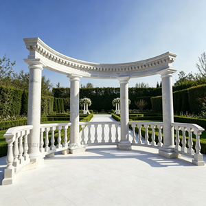 Pergola di Lusso in Marmo Bianco Curvato, Colonna Romana Intagliata a Mano, Corridoio in Pietra per Villa, Giardino, Matrimoni e Decorazioni Paesaggistiche - Product Image 3