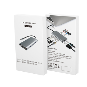 Hub USB alimenté Hub USB <span class=keywords><strong>BASIX</strong></span> 11 en 1 HD-MI VGA PD RJ45 USB3.0 SD TF Station d'accueil - Product Image 6