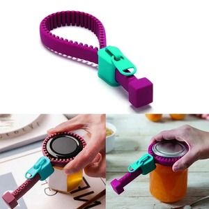 Ouvre-boîte multifonctionnel en forme de fermeture éclair pour cuisine domestique, en silicone durable antidérapant, ouvre-couvercle et ouvre-bocal, économiseur d'effort - Product Image 1