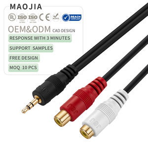 Cable de Audio de 3,5mm macho a 2 <span class=keywords><strong>RCA</strong></span> hembra de 1/8 <span class=keywords><strong>pulgadas</strong></span>, conectores chapados en oro, Cable Y blindado de cobre sin oxígeno, de 1 pie HiFi estéreo/1,5 M - Product Image 1