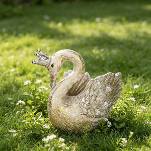 Redeco Regal Crown Swan Planter, figurine en résine, or, argent, blanc, décoration vintage pour la maison, cadeau, vente en gros, logo personnalisé - Product Image 3