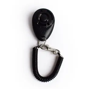 Kliker latihan anjing tombol besar portabel, dengan tali pergelangan tangan, kliker latihan hewan peliharaan untuk anjing