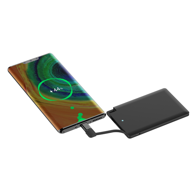 2024 Hottest Wallet Credit Card Mini Size Portable Power Bank 2500mAh with Built-in Micro USB Cable
