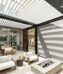 Pérgola Bioclimática de Aluminio Impermeable con Persianas Motorizadas, Protección UV y Resistente al Viento, con Iluminación LED Personalizada para Jardín - Product Image 3