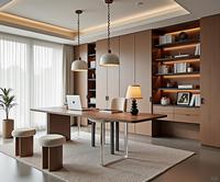 Bureau-bibliothèque moderne sur mesure pour hôtel et appartement, éco-responsable (niveau ENF), modulaire, avec choix multiples de panneaux, direct usine