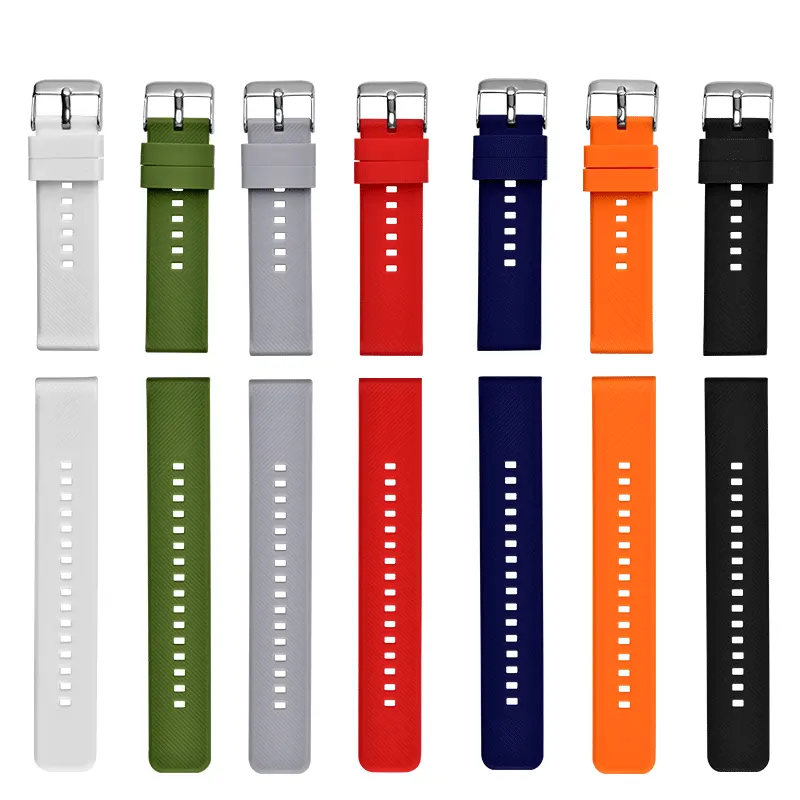 Rubber Watch Band Strap Silicone Smart Watch Band 19mm 21mm Silicone Fashion Watch Bands 2021 Hot Selling Rubber 8 Colors 10 Pcs