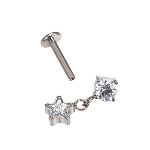 Fuxuan Astm F136 Titanium Prong Set Ronde Zirkoon Met Hart Bungelende Tragus Helix Intern Schroefdraad <span class=keywords><strong>Labret</strong></span> Piercing Sieraden - Product Image 2