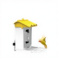 Accesorios para Aves, Bebedero y Comedero para Mascotas, Comedero para Aves de Metal con Energía Solar, Impermeable IPX5, con Cámara de Reconocimiento por IA y Baño para Aves