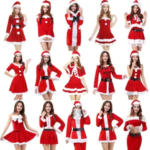 New Fashion Dress 2021 New Ladies Cosplay Costume Christmas Santa Claus Stage Show Clothing Sexy Red Cos Dancing Robe Gowns