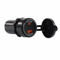 Prise de chargeur de voiture 12-24V avec interrupteur marche/arrêt, charge rapide double USB Type-C PD QC3.0