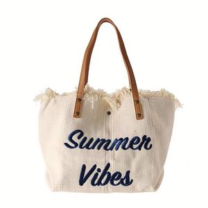 Bolsa de Viaje y Playa al Hombro con Borlas, Minimalista, Moderna, de Gran Capacidad, Nueva, al por Mayor - Product Image 2