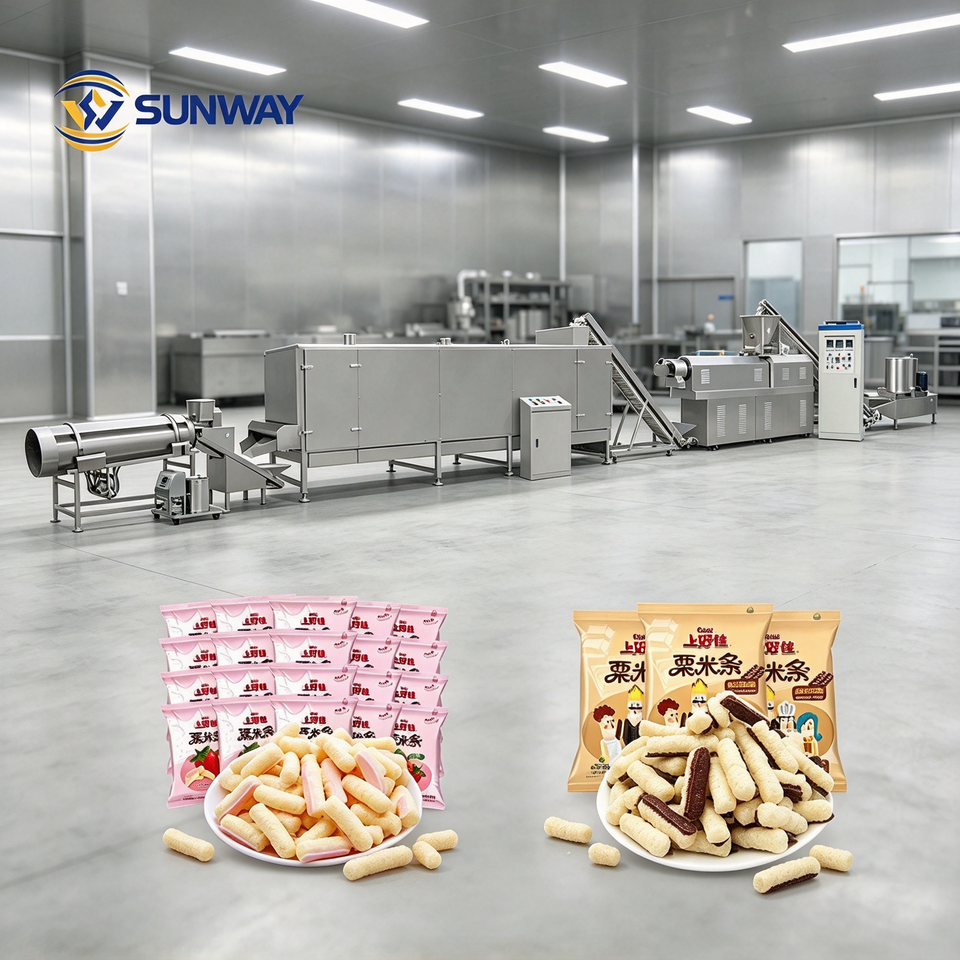 Automatic Kit Machine Fully Automatic PLC Control Puffed Corn Stacks Extruding Machine Hollow ...