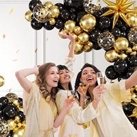 Ensemble de ballons étoiles à thème or noir pour la décoration de fête