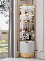 Vitrine à Vins de Luxe Moderne pour Salon, Cadre en Acier Inoxydable, Meuble Bar d'Angle en Verre, Rangement à Vins WB001