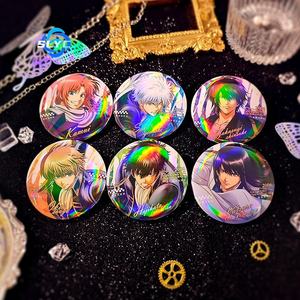 Jeu d'insignes laser Gintama Anime Gintoki Sakata Sougo <span class=keywords><strong>Okita</strong></span> Hijikata Toushirou Marchandise en éventail - Product Image 1