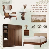 Ensemble de meubles de chambre à coucher élégant en bois massif pour villa et hôtel, lit king size, armoire, table de chevet, meuble de rangement, personnalisable, style moderne pour la maison
