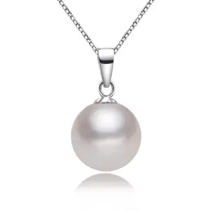 Collar con colgante de perla cultivada natural minimalista, plata pura, chapado en plata de lujo, boda, fiesta, compromiso, Idea de regalo única