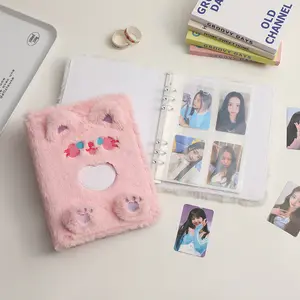 A5 플러시 커버 포토카드 바인더 귀여운 만화 동물 앨범 사진 카드 책 Instax 미니 수집 스크랩북 스크랩북 앨범