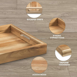 Bền & thân thiện với môi bằng gỗ tự nhiên phục vụ khay với xử lý đa mục đích hình chữ nhật khay thức ăn cho phòng tắm phòng khách & Bàn - Product Image 3