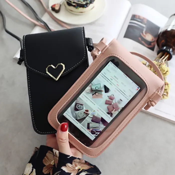 2022 Bag Touch Screen Cell Phone Purse Smartphone Wallet Shoulder Strap Handbag PU Leather Casual Bags Unisex