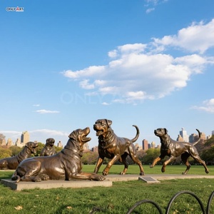 カスタム屋外シティガーデン公共装飾モダン大型ブロンズ鋳造動物犬彫刻等身大サイズロットワイラーブロンズ像 - Product Image 3