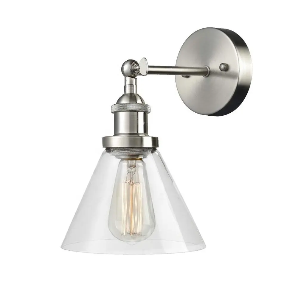 JLW-G001 Industrial Vintage Slope Pole Wall Mount Single wall scones with Clear Glass Shade