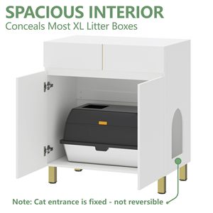 Grande/haute maison pour animaux de compagnie durable, meuble moderne en métal et bois pour litière XL avec tiroir et armoire latérale - Product Image 6